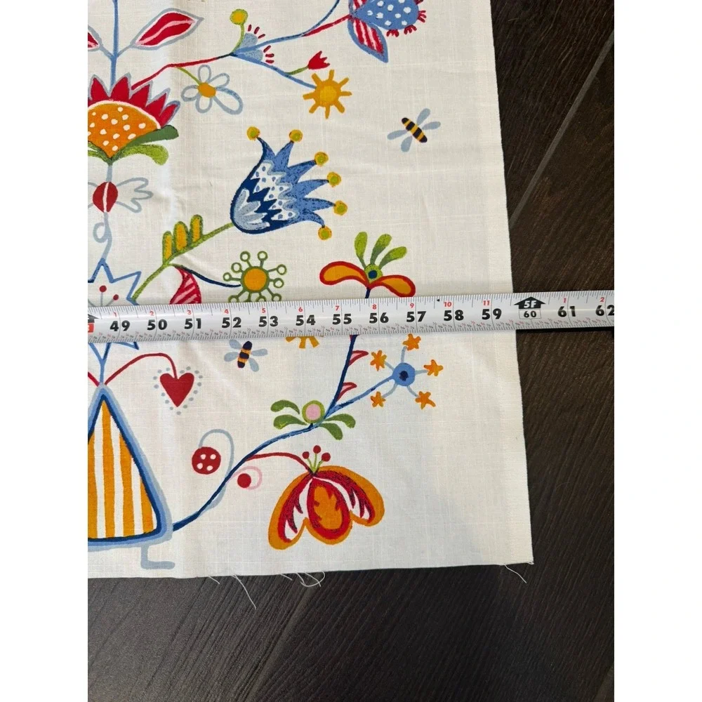 IKEA Alfhild Fagel Cotton Fabric Folk Art  Bird Floral Rare 59x81